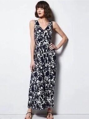 Milly of New York for Design Nation Blue White Floral Knit Maxi Dress M (b104)